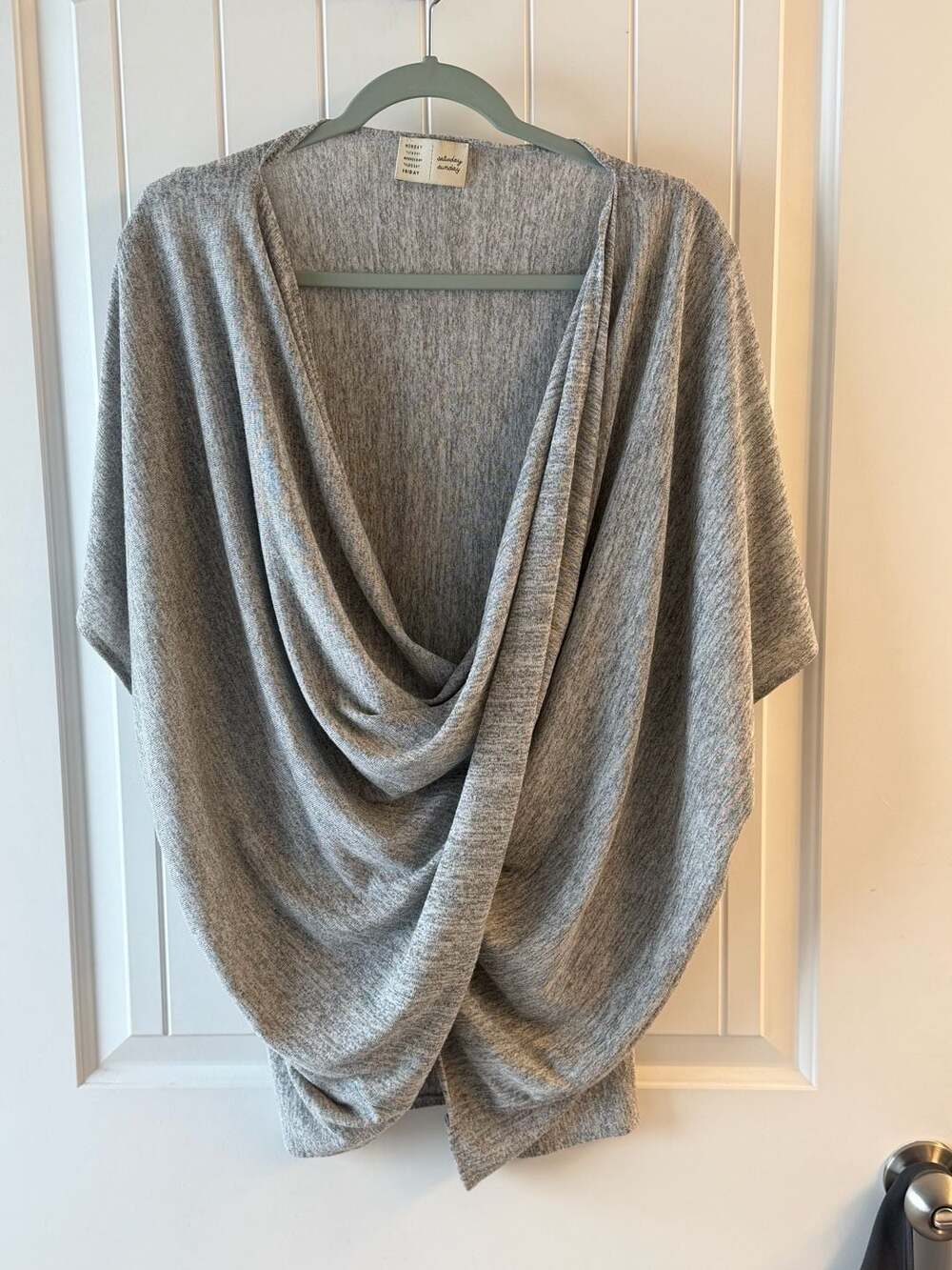 Anthropologie Saturday Sunday Ami Poncho Sweater Gray Knit Twisted Slouchy OS